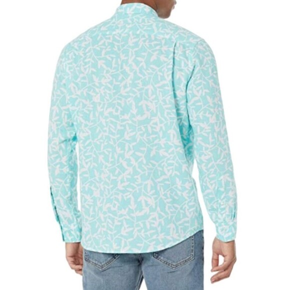 Amazon Essentials Men's Sz XL Green long sleeved linen cotton shirt regular fit - Picture 4 of 16